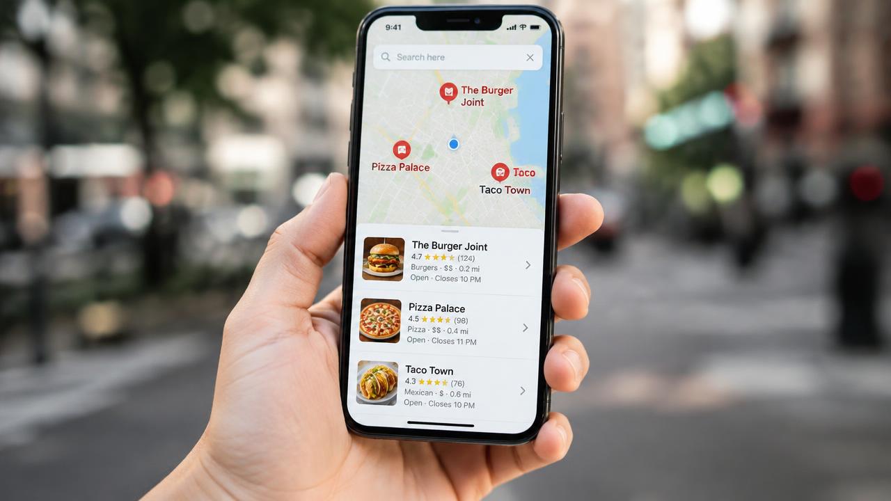 Google Maps local results for electricians on a phone